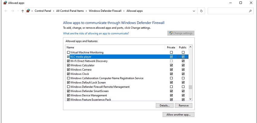 allow vlc through windows defender firewall - step 5