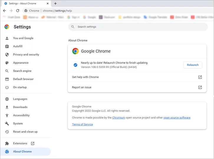 update browser to fix error code 232011-2