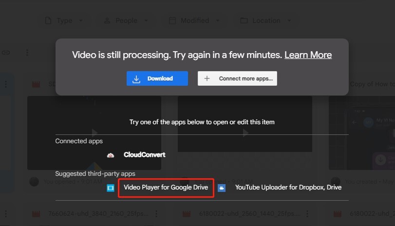 google drive video still processing 