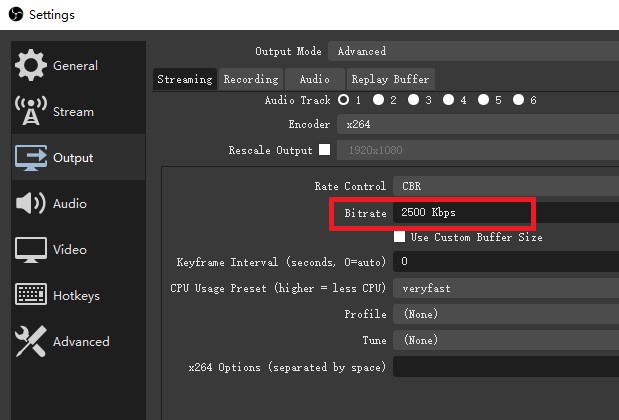 lower stream bitrate in obs to fix twitch lagging or buffering