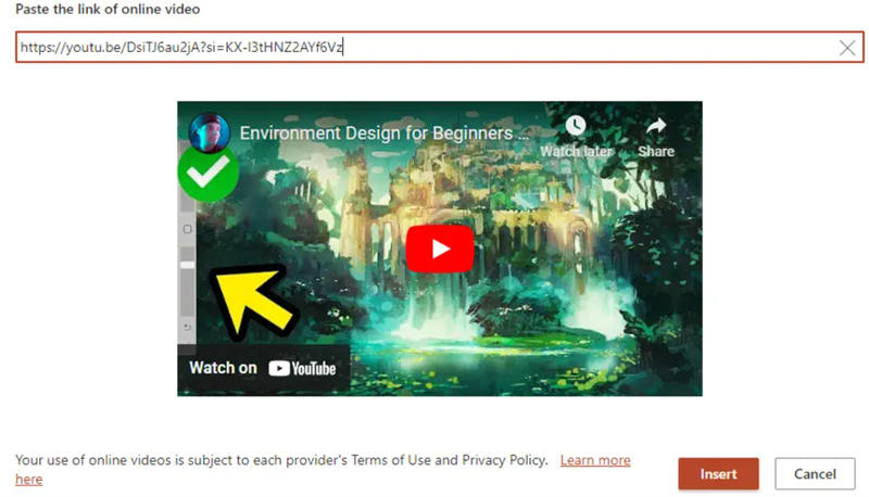 colar link de vídeo online