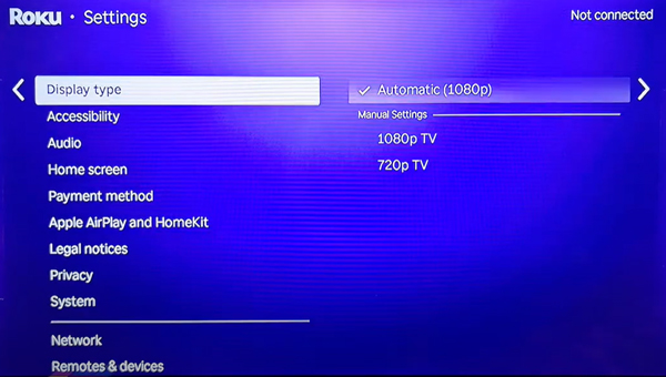 reduce tv video resolution to fix black screen video