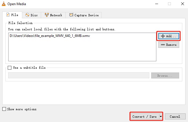 repair wmv file using vlc-step 2