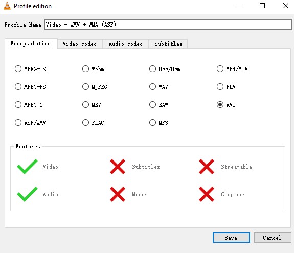 repair wmv file using vlc-step 3