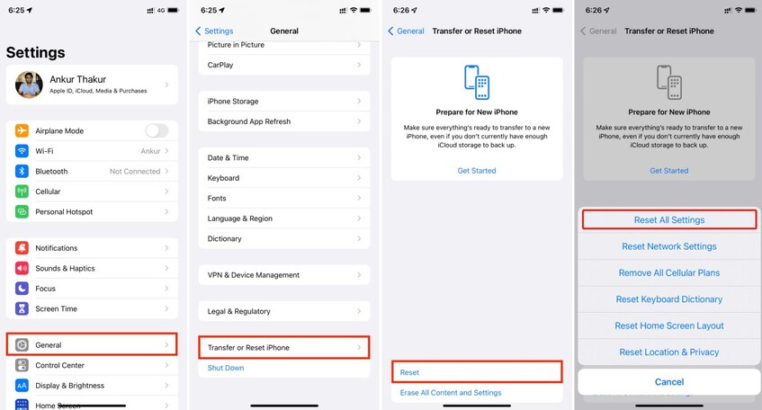 reset iphone settings to fix iphone youtube sound not working