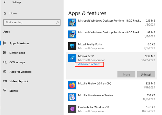 reset movies and tv on windows 10-step-1