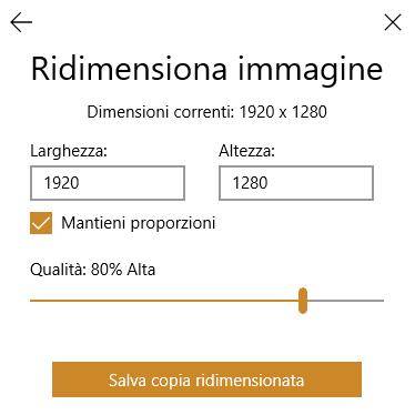 ridimensiona immagine