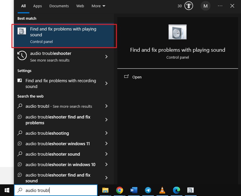 execute a solução de problemas de áudio para corrigir vídeo e áudio fora de sincronia no windows 10/11