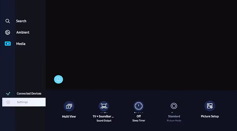 limpar os dados em cache do disney plus na tv samsung - passo 1