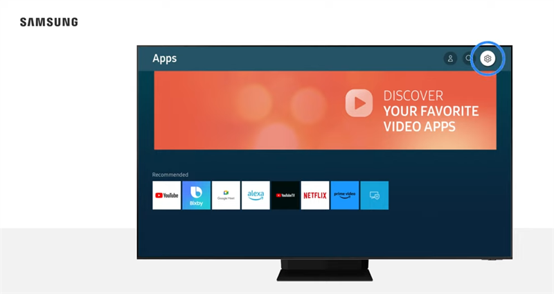 selecione as configurações na tv