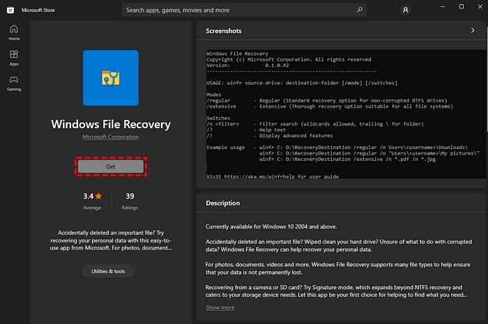 search for windows file recovery
