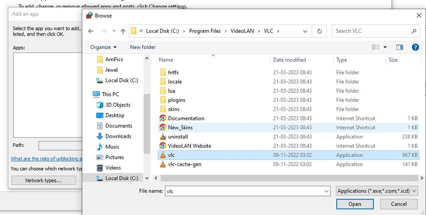 allow vlc through windows defender firewall - step 4