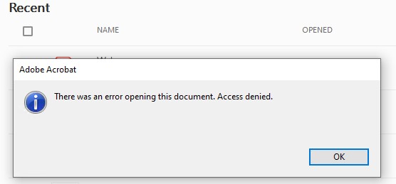 Fixed: There Was An Error Opening This Document. Access Denied