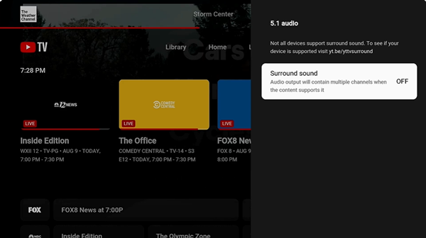 ARRÊT du son surround 5.1 sur l'application youtube tv