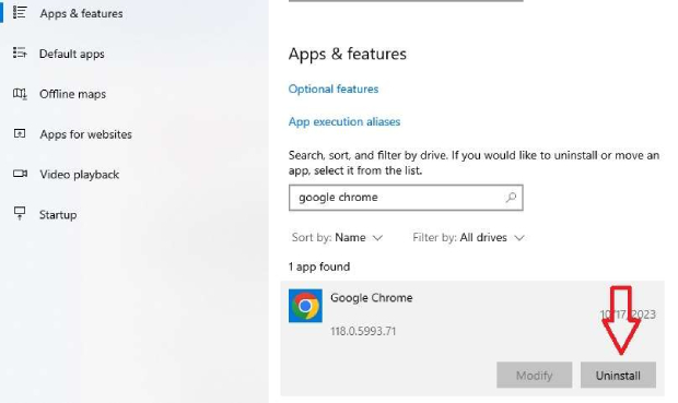 Desinstalar o Google Chrome para corrigir o erro 'Impossível reproduzir vídeo, erro 5'