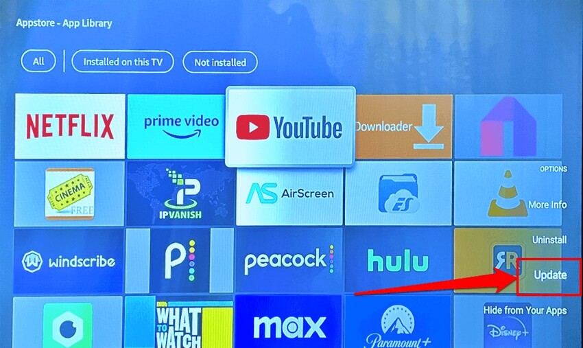 Wenn Disney Plus weiterhin puffert, aktualisieren Sie die Disney Plus-App auf dem Fernseher.