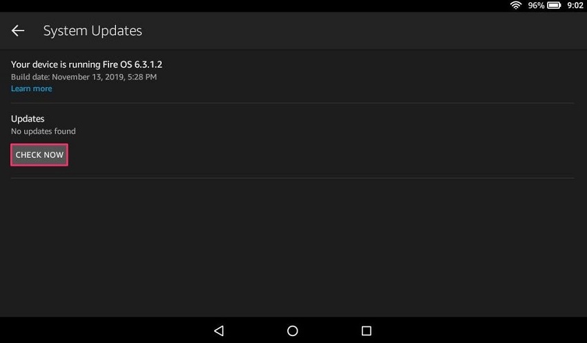 actualice la tableta Fire para arreglar el video de Amazon Prime que no funciona
