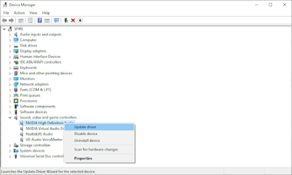 mise à jour du pilote son pour résoudre le problème youtube n'a pas de son windows