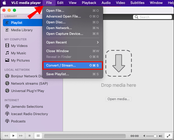 mac vlc convert and stream option