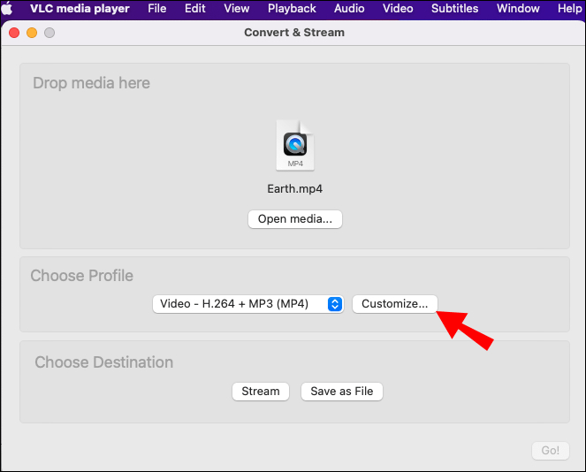vlc select converted video format for corrupted mp4