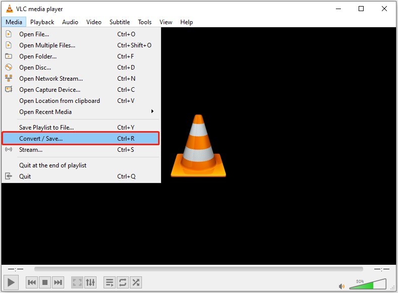 convierta hevc a mp4 con el reproductor multimedia vlc - paso 1