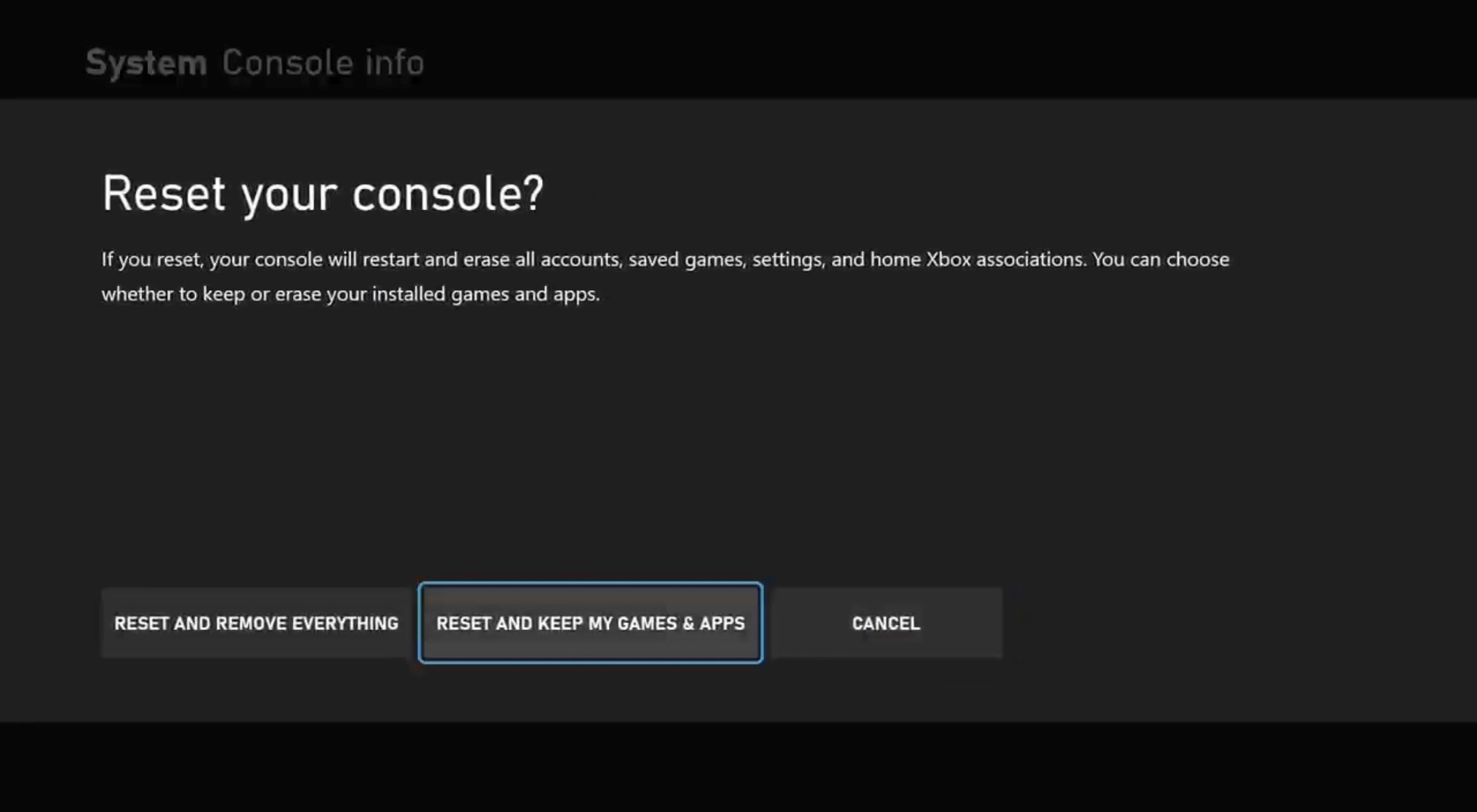 escolha redefinir e manter os jogos e apps