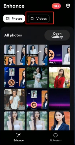 add video to remini video enhancer