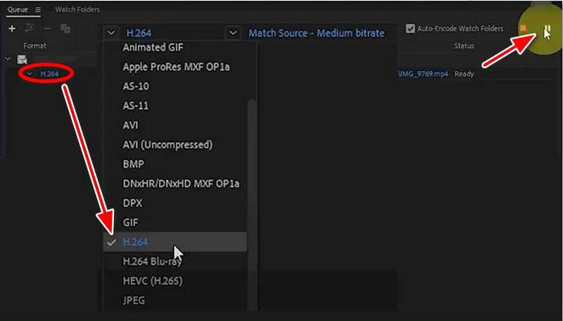 adobe media encoder convert mxf to mp4
