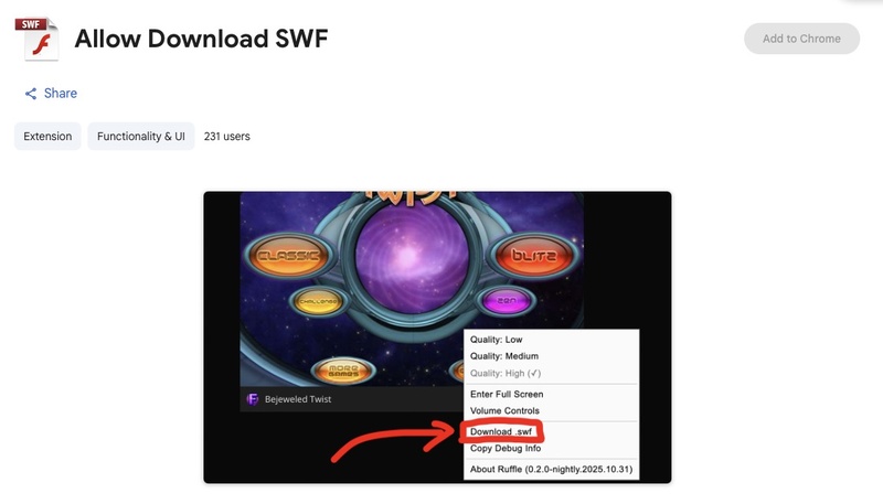 allow download swf