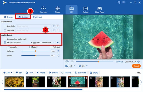 anymp4 video converter audio track settings