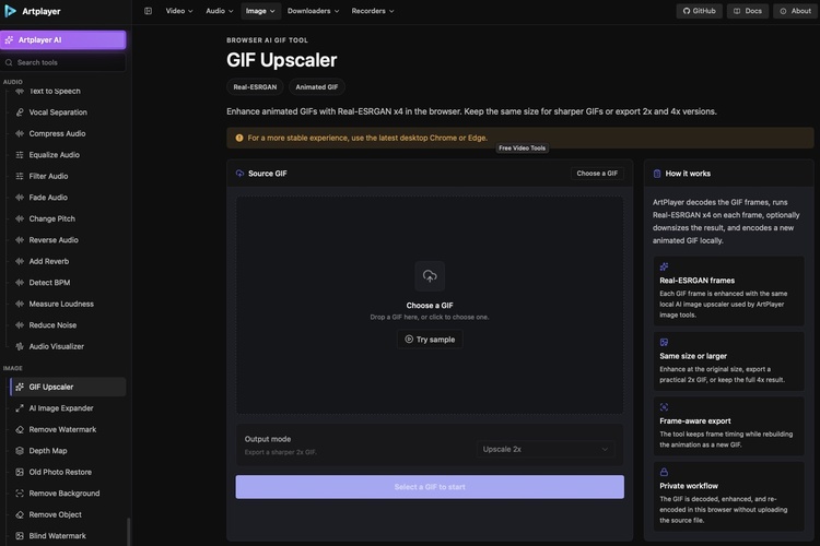 artplayer animated gif upscaler