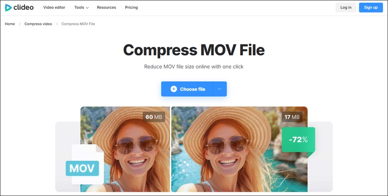 clideo online mov compressor