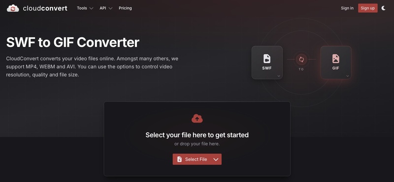 cloudconvert swf to gif converter