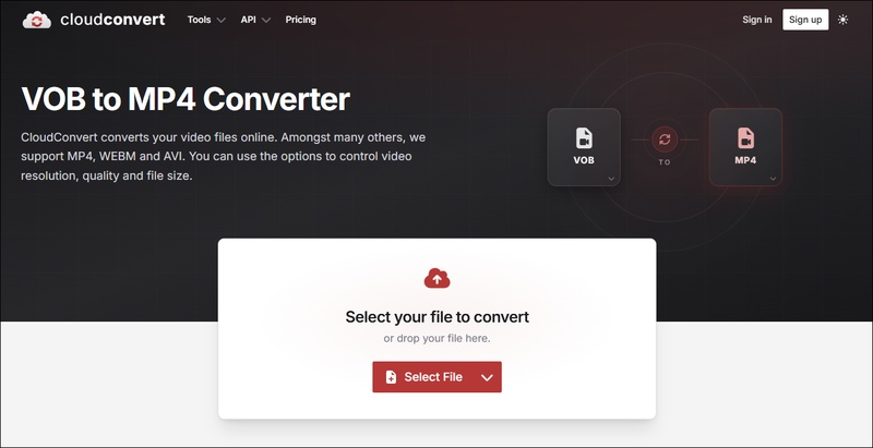 cloudconvert vob to mp4 converter online free