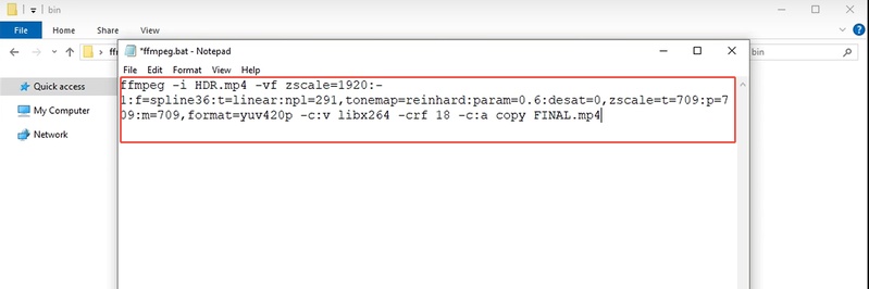 comando para convertir hdr a sdr ffmpeg