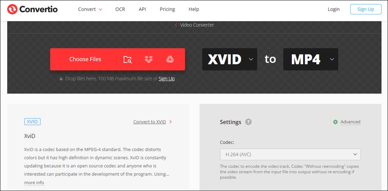 convertio xvid to mp4 converter online