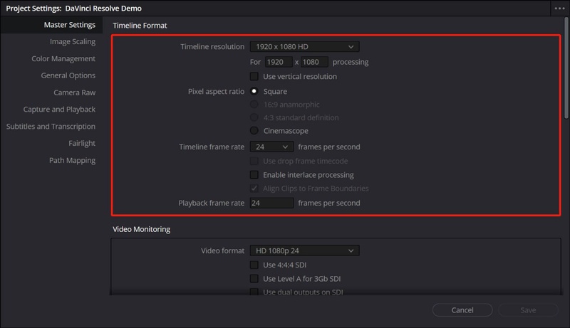 upscale 720p to 1080p in davinci resolve