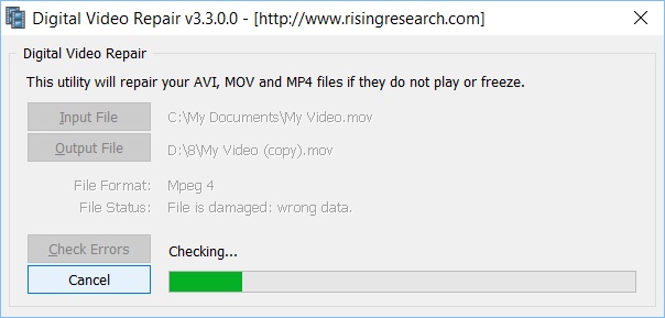 digital video repair interface