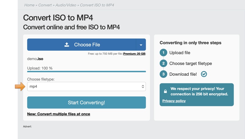 file convert online convert iso to mp4