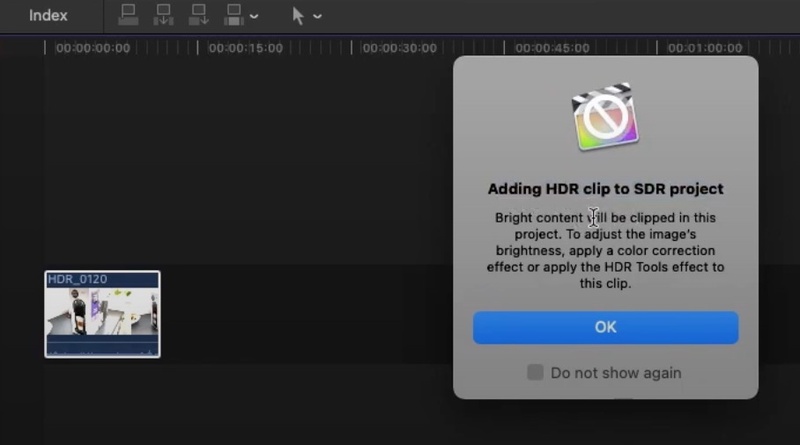 final cut pro agrega clip hdr al proyecto sdr