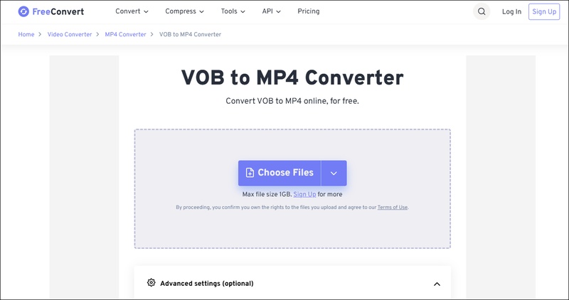 freeconvert vob to mp4 converter
