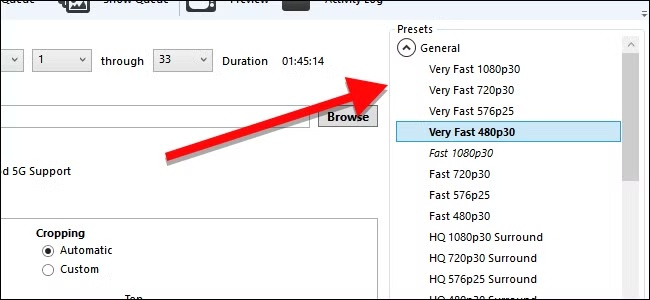 handbrake preset settings
