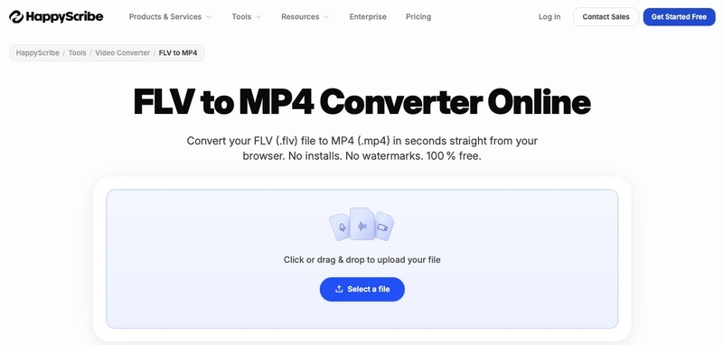 happyscribe flv to mp4 converter online
