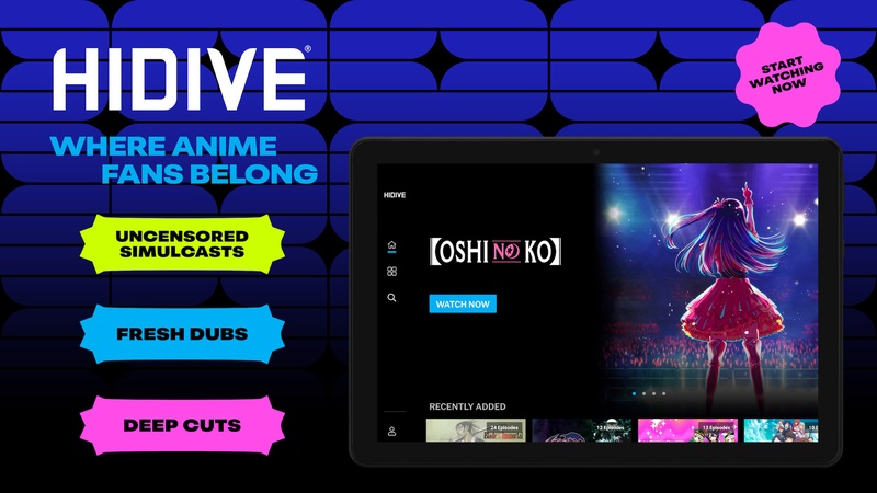 hidive anime interface