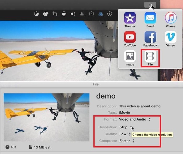imovie make mov file smaller