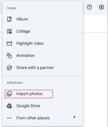import videos through online google photos website