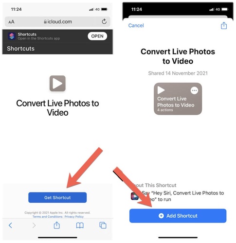 ios convert video to live photo shortcuts