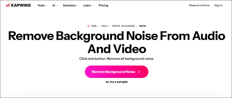 kapwing remove background noise from audio video