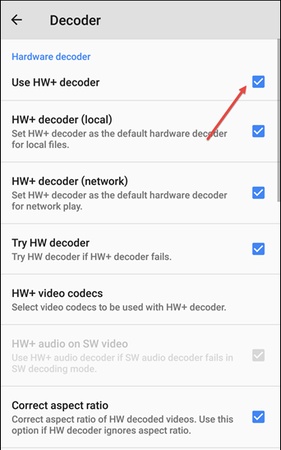 enable sw decoder to install xvid codec on mx player
