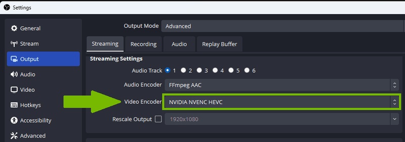 change obs encoder selection to increase recording quality